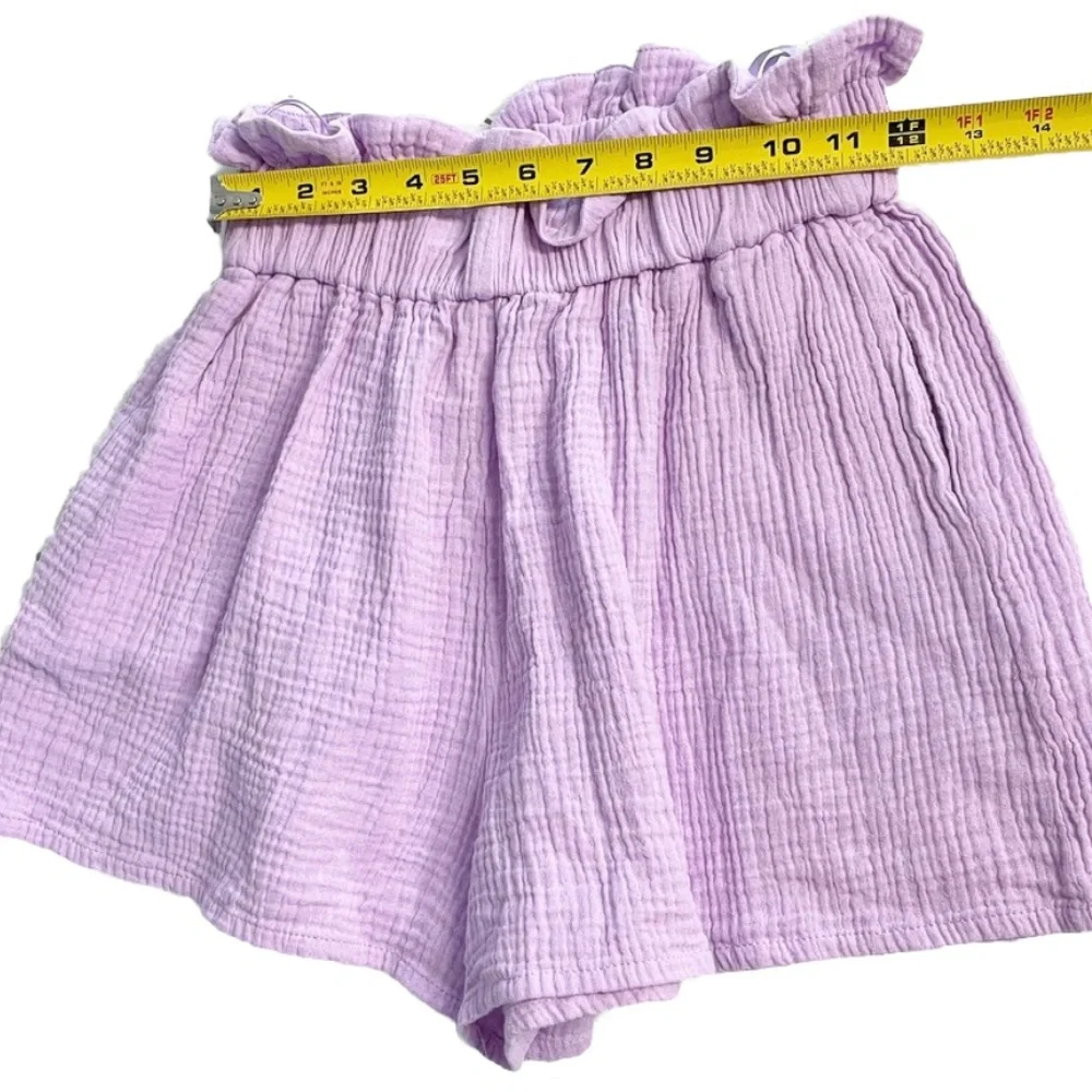 MABLE Lilac Paperbag Waist Cotton Shorts Size Small - Picture 5 of 7